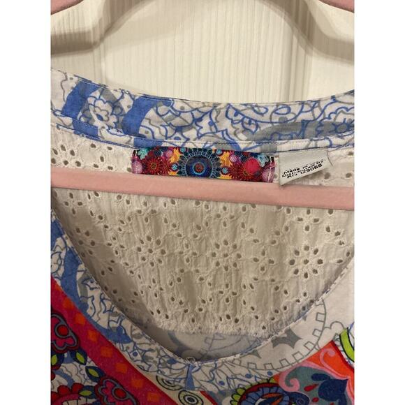 Desigual Boho A-Line Sequin Colorful Eyelet Detail Tank Dress,M - Picture 4 of 7